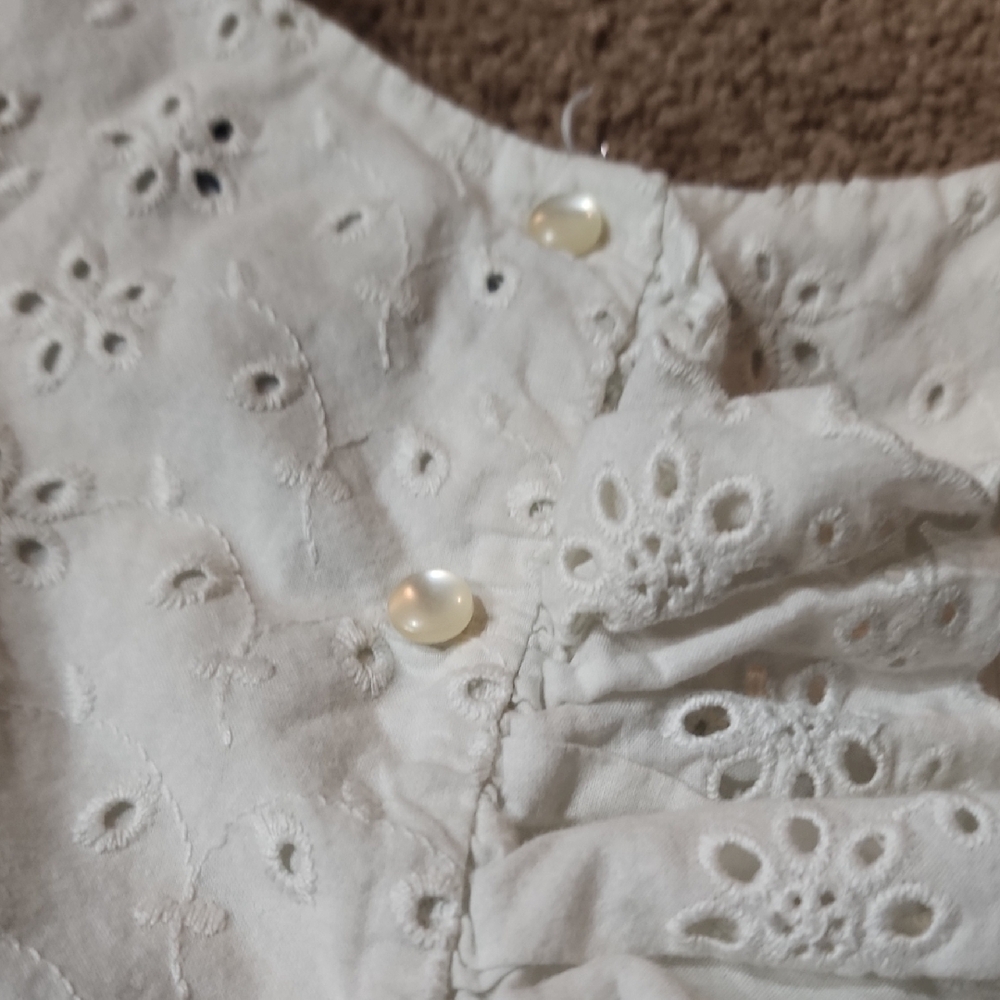 Ralph Lauren White Eyelet Ruffle Kids Blouse - Picture 4 of 5